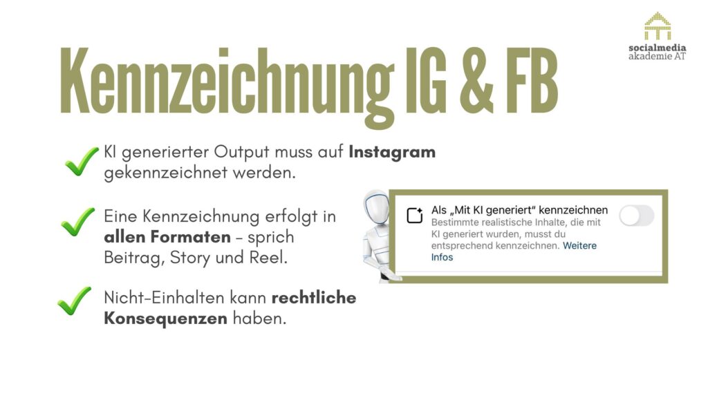 KI im Social Media Management: Rechtssicherer Umgang - Muss ich KI Inhalte auf Facebook und Instagram kennzeichnen?